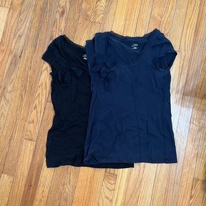 2 LOFT T-Shirt/Blouse with Flower Detail Navy and Black